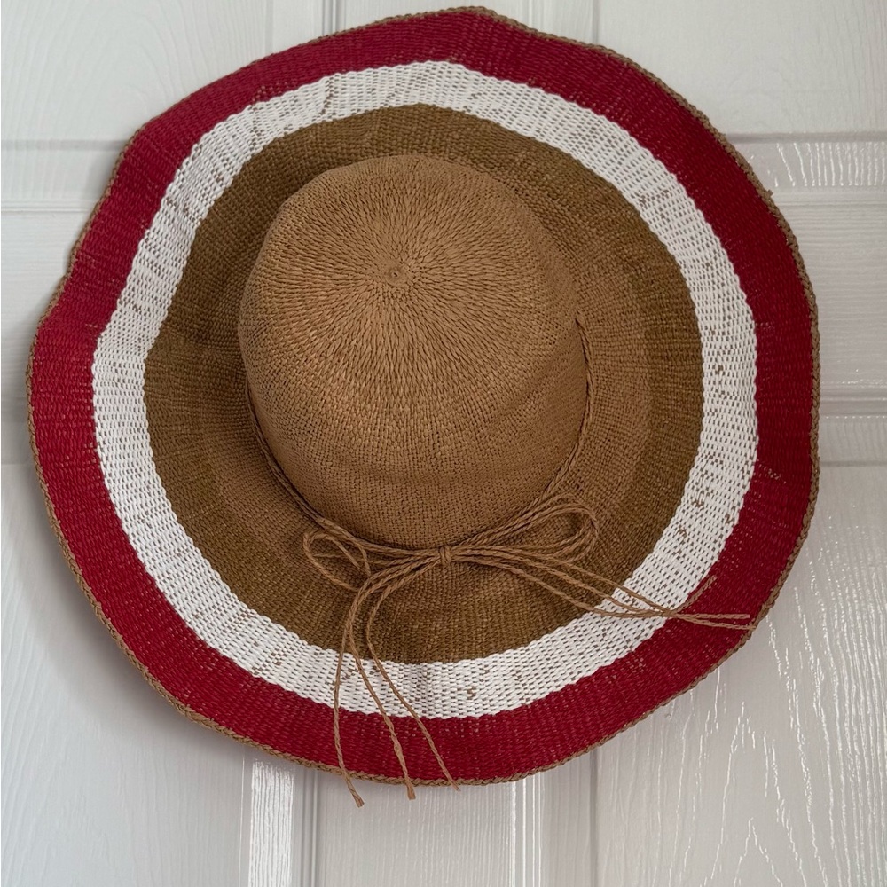 Striped Red and Tan Sun Hat
